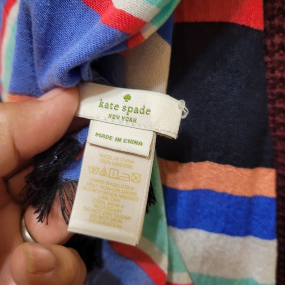 Kate Spade Multi Color Striped Light Woven Scarf/Wrap - Picture 3 of 3